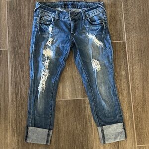 Guess Ripped Blue Skinny Jeans